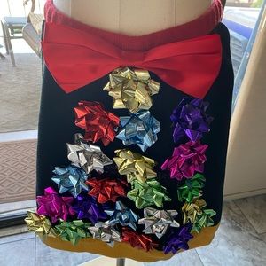 Christmas Skirt adorned with multicolor Christmas bows